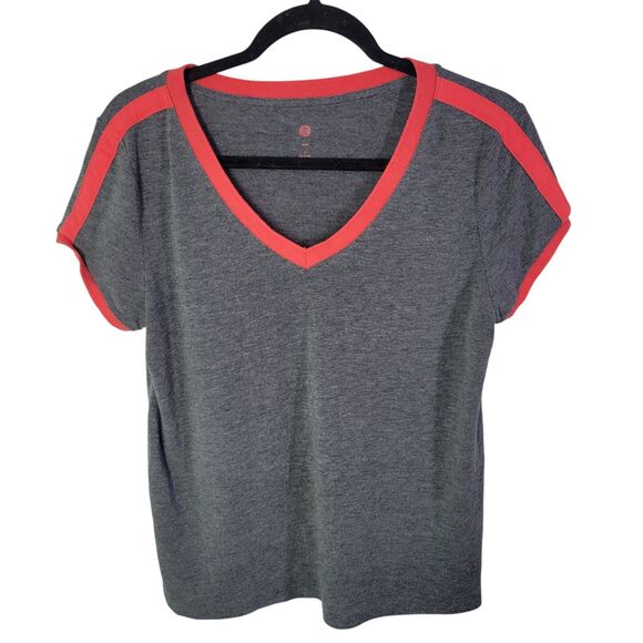 SO Womens Sz L Gray Solid Cap Sleeve Shirt - Picture 1 of 10